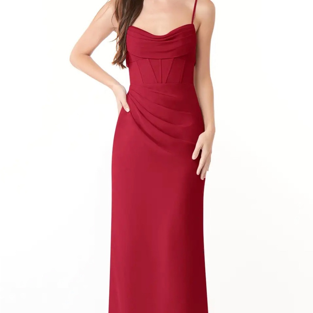 Azazie Red Maxi Gown Spaghetti Strap Sweetheart Wedding